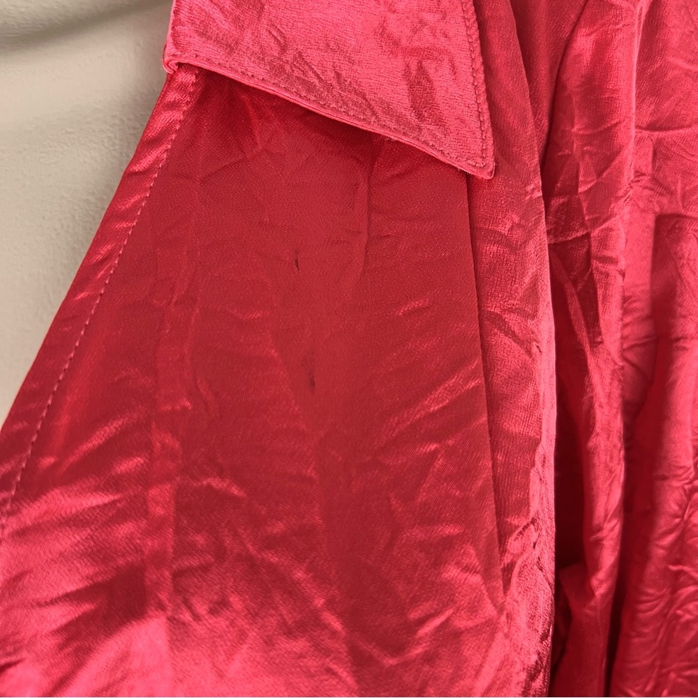 NEW FREE PEOPLE RED CRINKLE SATIN TOP - Picture 4 of 6